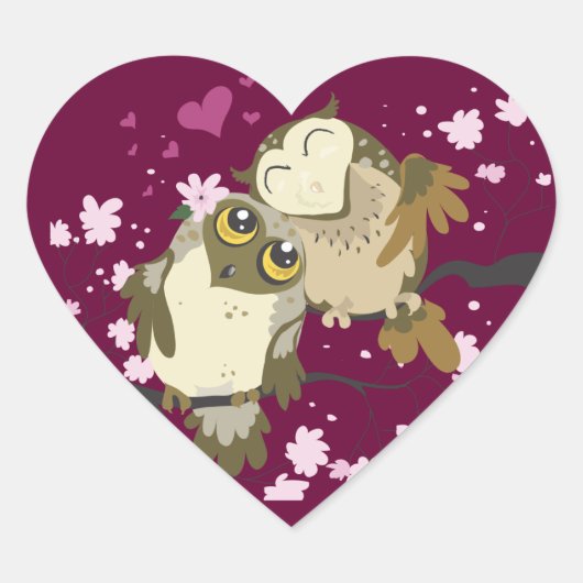 Luv Birds~uhherzkleber Herz-Aufkleber (Vorderseite)