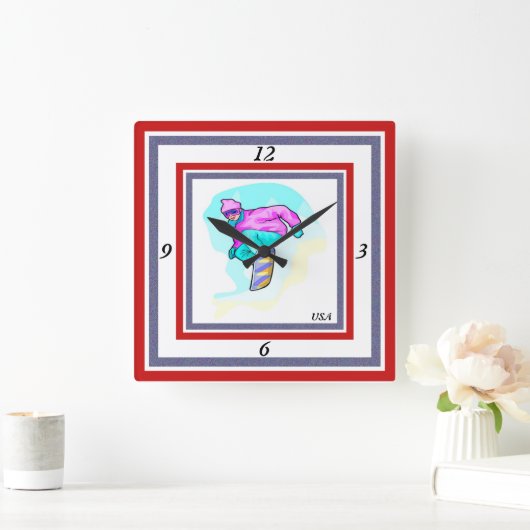 Luv bis Snowboard - Quadratische Wanduhr (Zuhause)