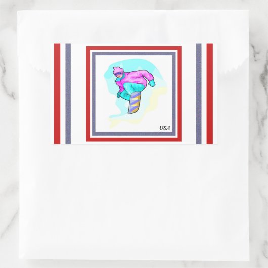 Luv bis Snowboard - Rechteckiger Aufkleber (Tasche)