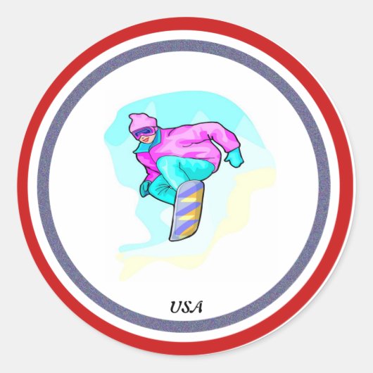 Luv bis Snowboard - Runder Aufkleber (Vorderseite)