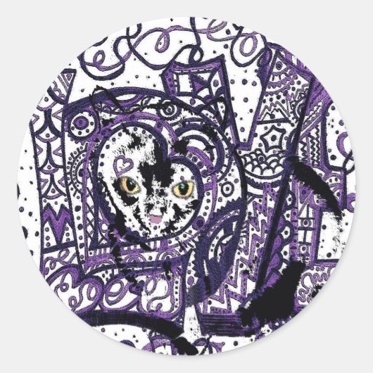 Luv Cat, maßgeschneidertes Katzendesign Runder Aufkleber (Vorderseite)