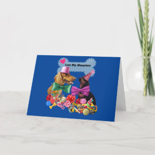 Luv My Weenies Blue Matching Envelopes Karte