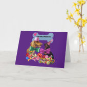 Luv My Weenies - Lila Grußkarte Karte (Gelbe Blume)