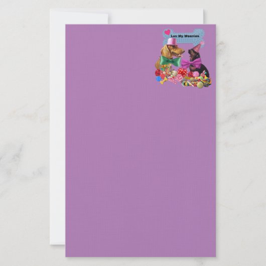 Luv My Weenies Lila Stationery Briefpapier (Vorderseite)