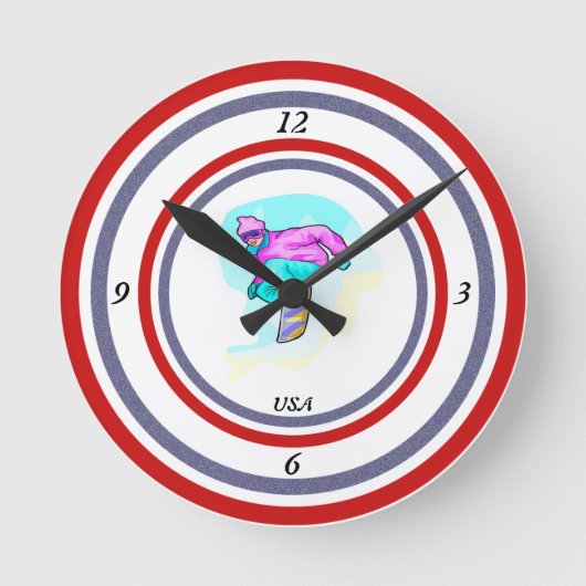 Luv to Snowboard - Runde Wanduhr (Vorderseite)