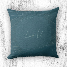 Luv U - Blue Trendy Modern Scribbled Lines Kissen