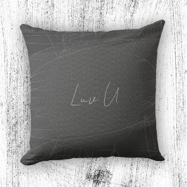 Luv U - Gray Trendy Modern Scribbled Lines Kissen