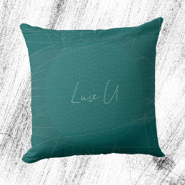 Luv U - Green Trendy Modern Scribbled Lines Kissen