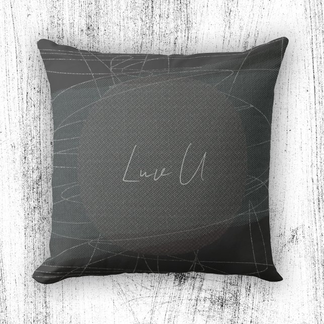 Luv U - Kaffee Trendy Modern Scribbled Lines Kissen (Luv U - Coffee Trendy Modern Scribbled Lines Throw Pillow ©Susanne Sachers - Sunny Mind Design)