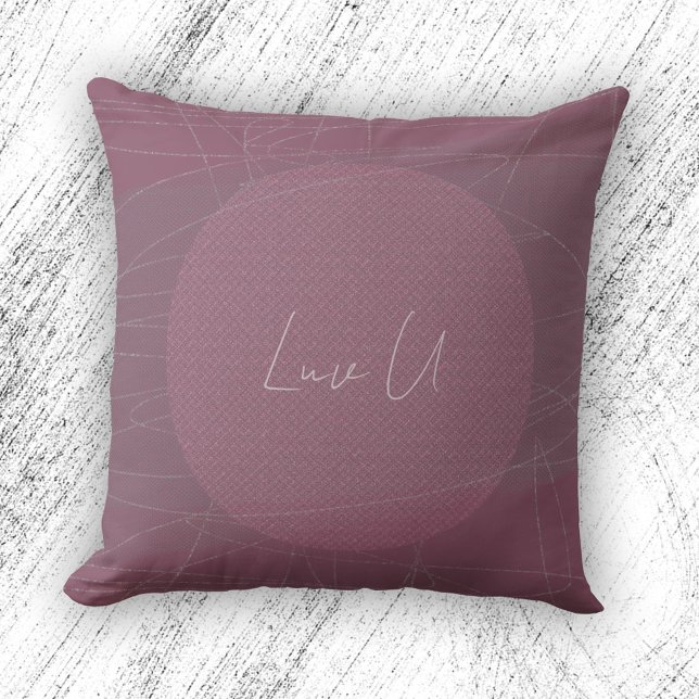 Luv U - Rose Trendy Modern Scribbled Kissen (Luv U - Rose Trendy Modern Scribbled Lines Throw Pillow ©Susanne Sachers - Sunny Mind Design)