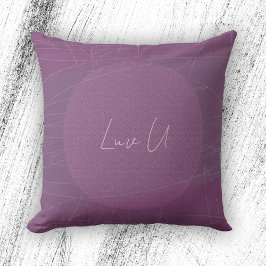 Luv U - Violet Trendy Modern Scribbled Lines Kissen