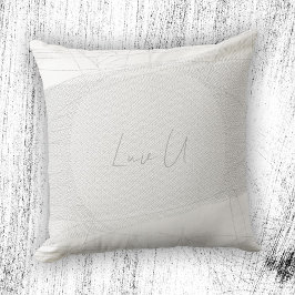 Luv U - White Trendy Modern Scribbled Lines Kissen