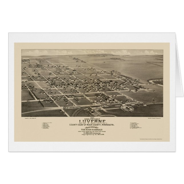 Luverne, panoramische Karte Mangans - 1883 (Vorderseite (Horizontal))