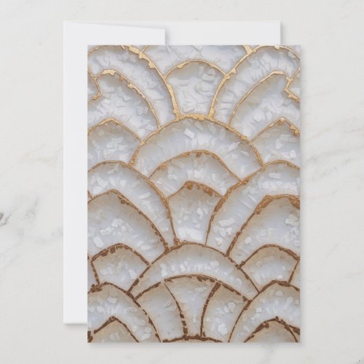 Lux Baroque Style White Gold Hochzeit Einladung (Rückseite)