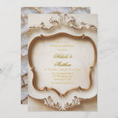 Lux Baroque Style White Gold Hochzeit Einladung (Vorne/Hinten)