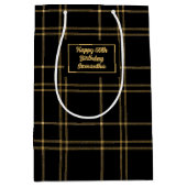 Lux Black Gold Wedding Gift Bag With Name Mittlere Geschenktüte (Vorderseite)