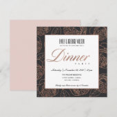 LUX BLUSH PINK ROSE GOLD BLACK FLORAL DINNER PARTY EINLADUNG (Vorne/Hinten)