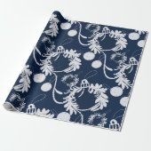 Lux Christmas Elegano Baubles on Blue Geschenkpapier (Ungerollt)