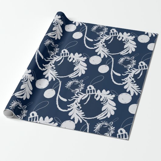 Lux Christmas Elegano Baubles on Blue Geschenkpapier (Ungerollt)