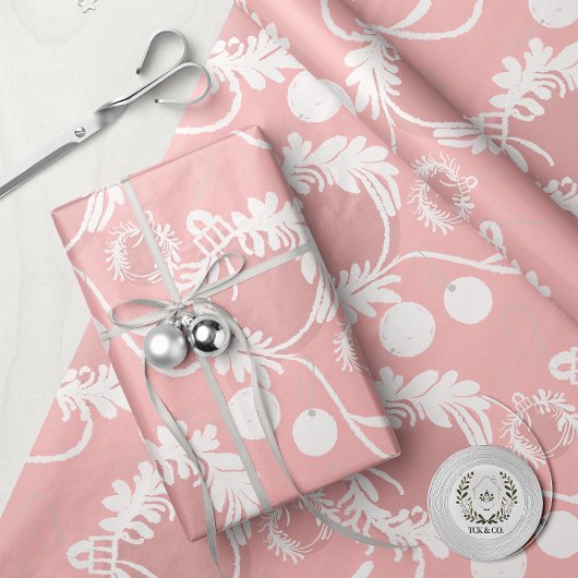 Lux Christmas Elegano Baubles on Pink Geschenkpapier