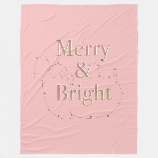 Lux Christmas Merry & Bright auf Pink Fleecedecke (Vorderseite)
