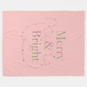 Lux Christmas Merry & Bright auf Pink Fleecedecke (Vorderseite (Horizontal))