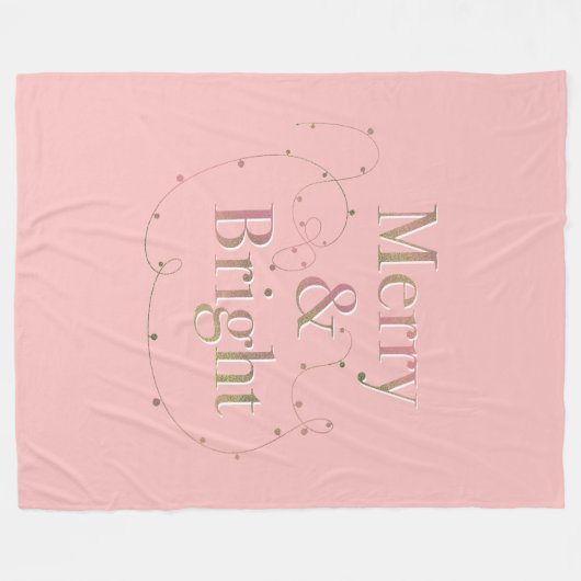 Lux Christmas Merry & Bright auf Pink Fleecedecke (Vorderseite (Horizontal))