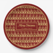 Lux Christmas Plates Custom Red Gold Reindeer Pappteller (Vorderseite)