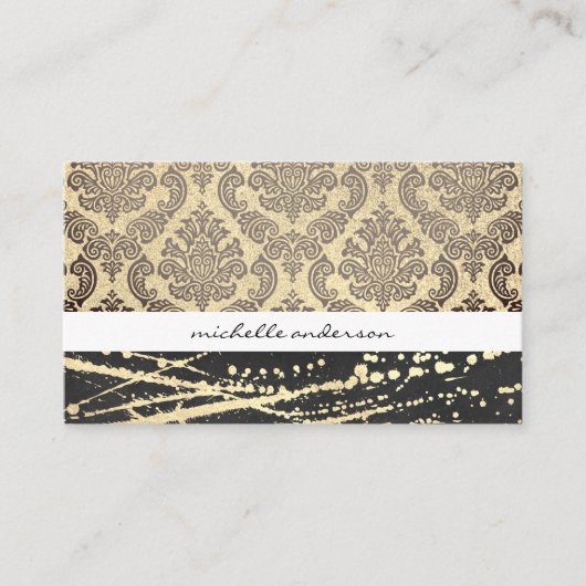 Lux Damask und Gold Expressions Visitenkarte (Vorderseite)