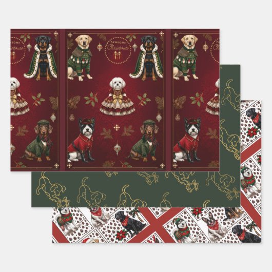 Lux Editorial Weihnachts-Verpackungs-Set mit 3 fla Geschenkpapier Set (Set)