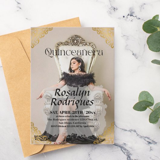Lux Elegant Foto Quinceanera Einladung