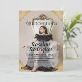 Lux Elegant Foto Quinceanera Einladung (Stehend Vorderseite)