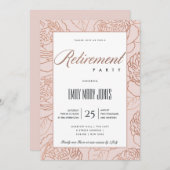 LUX ELEGANTES BLUSPINK ROSE GOLD FLORALRETIREMENT EINLADUNG (Vorne/Hinten)