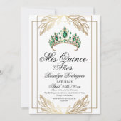 Lux Foto Quinceanera Gold Tiara Einladung (Vorderseite)