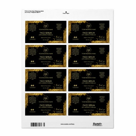 Lux Glitzer Black Gold Haar Gesichtserkennung (Vorne)