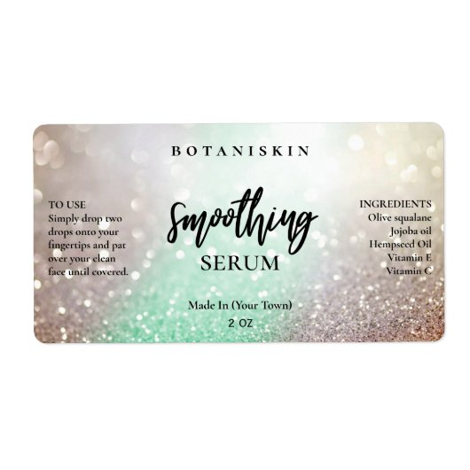 Lux Glitzer Minze und Silber-Gesichtseretiketten (Vorne)