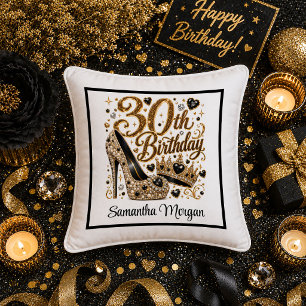 Lux Gold Black Konfetti 30. Geburtstag Akzent Kiss Kissen
