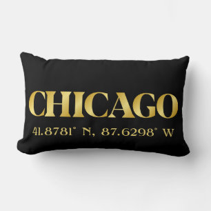 Lux Gold Chicago Latitude & Longitude Lendenkissen