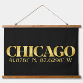 Lux Gold Chicago Latitude & Longitude Wandteppich Mit Holzrahmen (Vorne)