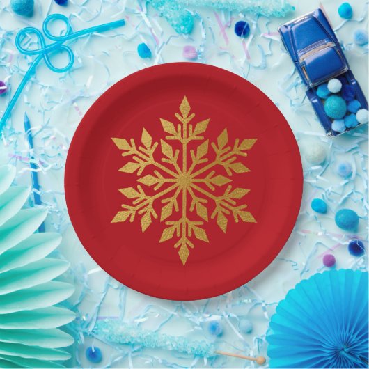 Lux Gold Foil Snowflake Solides Weihnachtsfest Par Pappteller (Party)