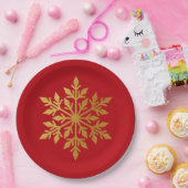 Lux Gold Foil Snowflake Solides Weihnachtsfest Par Pappteller (Party)