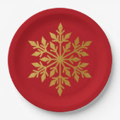 Lux Gold Foil Snowflake Solides Weihnachtsfest Par Pappteller (Vorderseite)