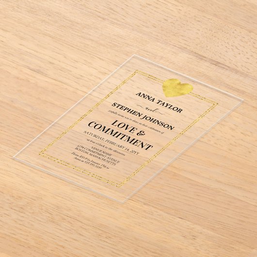 Lux Gold Herz Liebe & Commitment Zeremonie Acryleinladungen (Ablage )