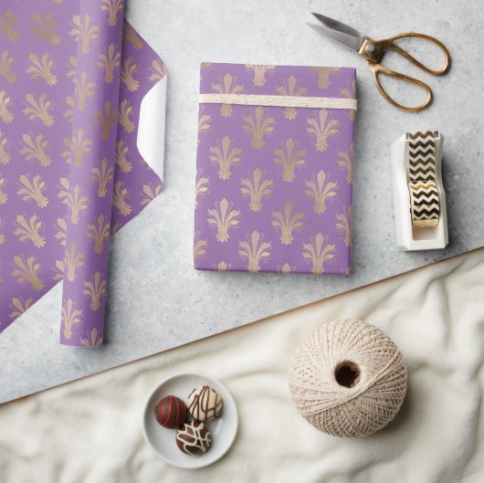 Lux Gold Lilie und Amethyst Geschenkpapier (Kunsthandwerk)