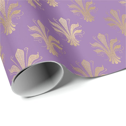 Lux Gold Lilie und Amethyst Geschenkpapier (Rolleneckpunkt)