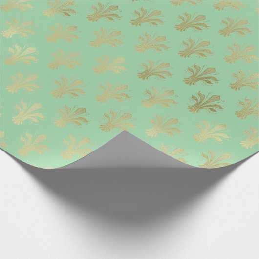 Lux Gold Lilie und Green Ash Geschenkpapier (Ecke)