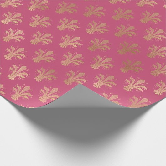 Lux Gold Lilie und Raspberry Sorbet Geschenkpapier (Ecke)