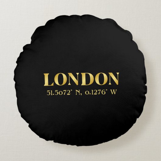 Lux Gold London Latitude & Longitude Rundes Kissen (Vorderseite)