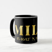 Lux Gold Milan Latitude & Longitude Black Tasse (Vorderseite Links)
