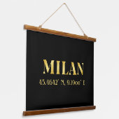 Lux Gold Milan Latitude & Longitude Wandteppich Mit Holzrahmen (Gewinkelt)